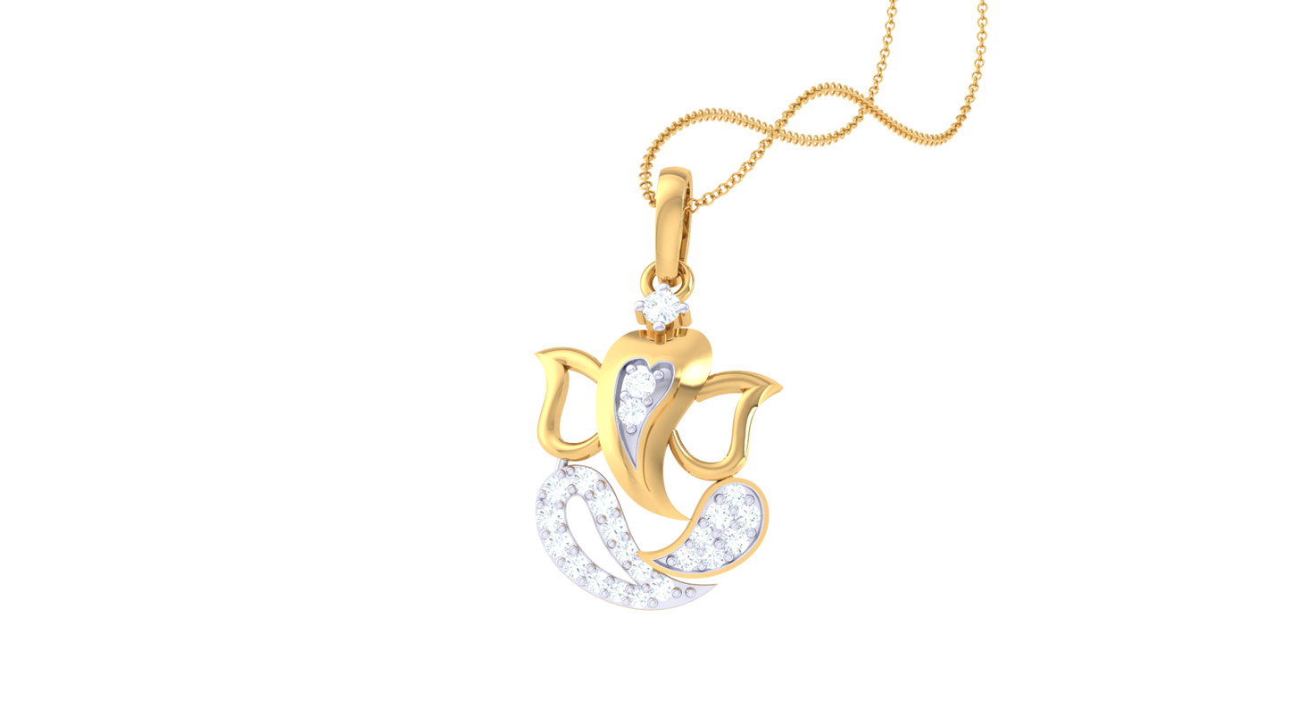 Divine Lord Ganesha Diamond Pendant In Gold - 0.12 Ct Brilliant-Cut