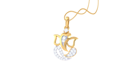 Divine Lord Ganesha Diamond Pendant In Gold - 0.12 Ct Brilliant-Cut
