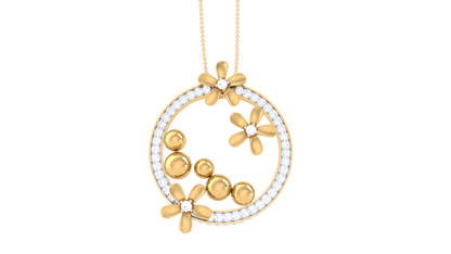 Blooming Orbit Pendant – 0.78 Ct Diamonds and Gold Accents