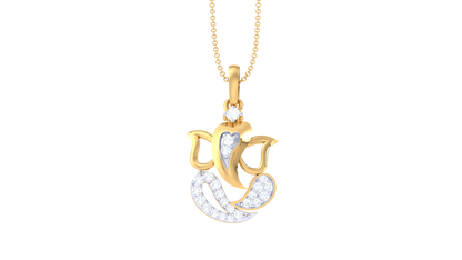 Divine Lord Ganesha Diamond Pendant In Gold - 0.12 Ct Brilliant-Cut