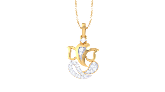Divine Lord Ganesha Diamond Pendant In Gold - 0.12 Ct Brilliant-Cut