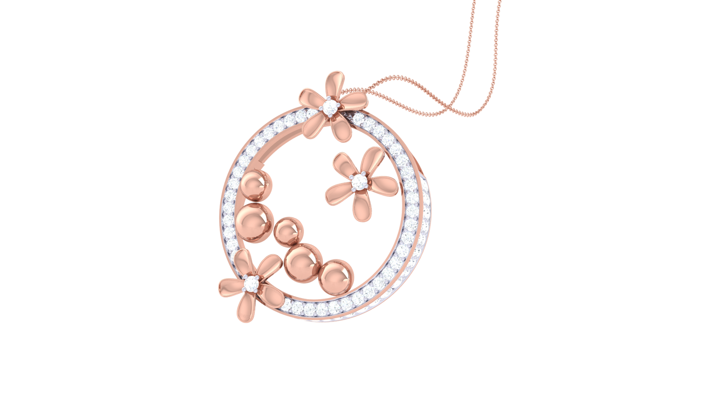 Blooming Orbit Pendant – 0.78 Ct Diamonds and Gold Accents