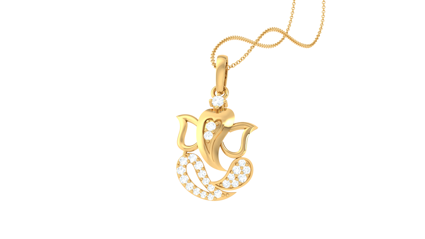 Divine Lord Ganesha Diamond Pendant In Gold - 0.12 Ct Brilliant-Cut