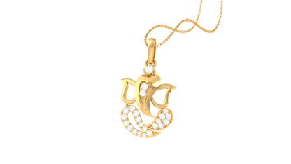 Divine Lord Ganesha Diamond Pendant In Gold - 0.12 Ct Brilliant-Cut