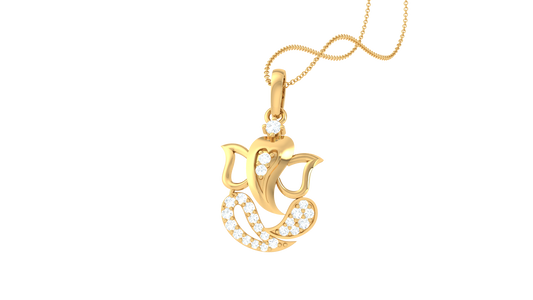 Divine Lord Ganesha Diamond Pendant In Gold - 0.12 Ct Brilliant-Cut