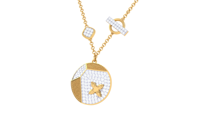 Geometric Charm Gold Pendent With Star Detail – 0.83 Ct Pave Diamonds