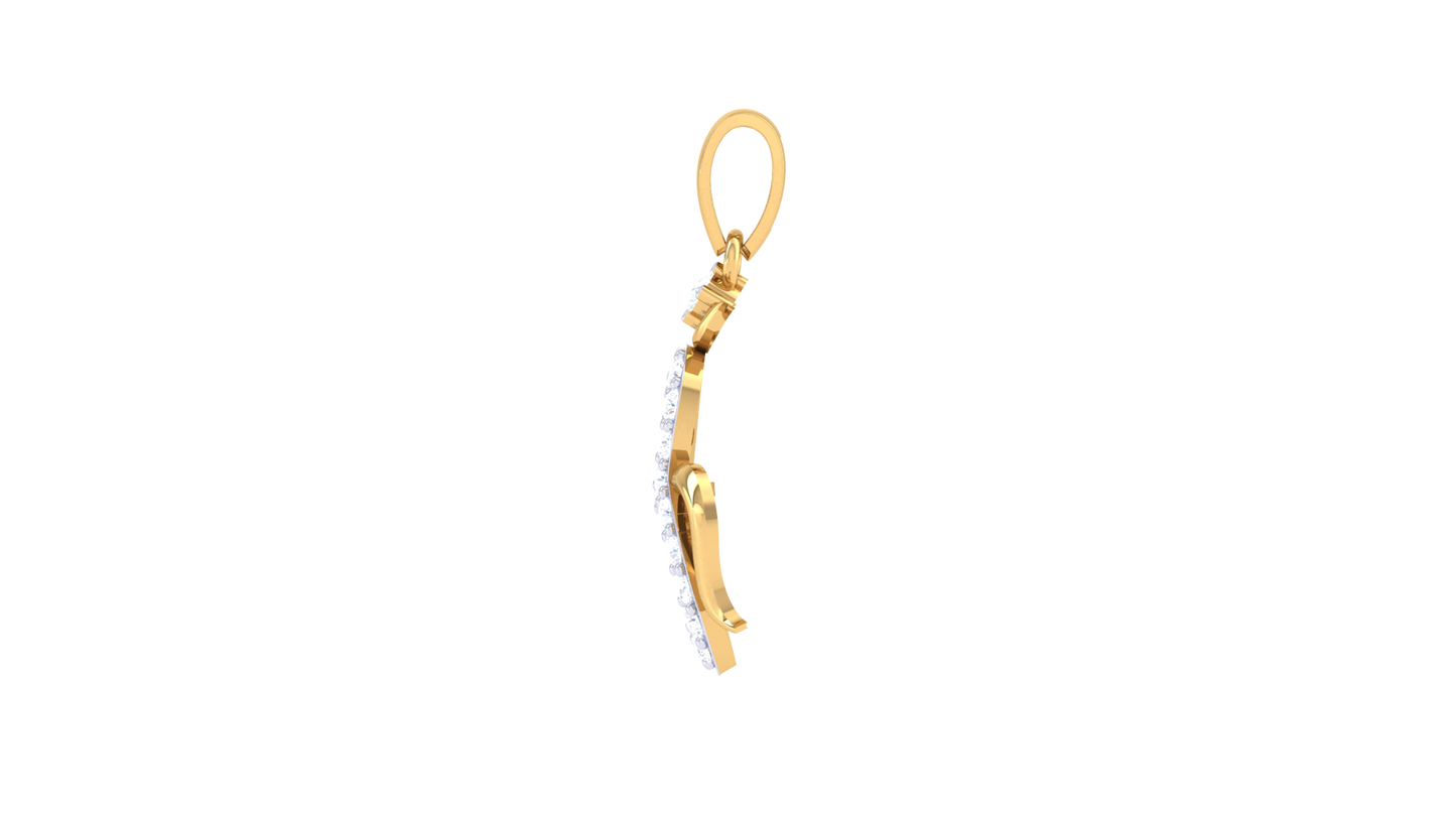 Om Siva Pendant In Gold - 0.18 Ct Diamonds and Lotus Accent