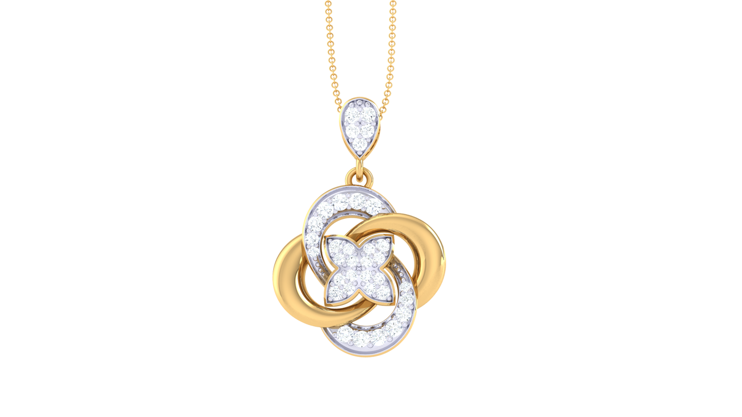 Floral Knot Pendant in Gold – 0.28 Ct  Pavé Diamonds