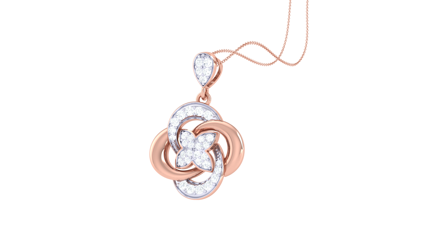Floral Knot Pendant in Gold – 0.28 Ct  Pavé Diamonds