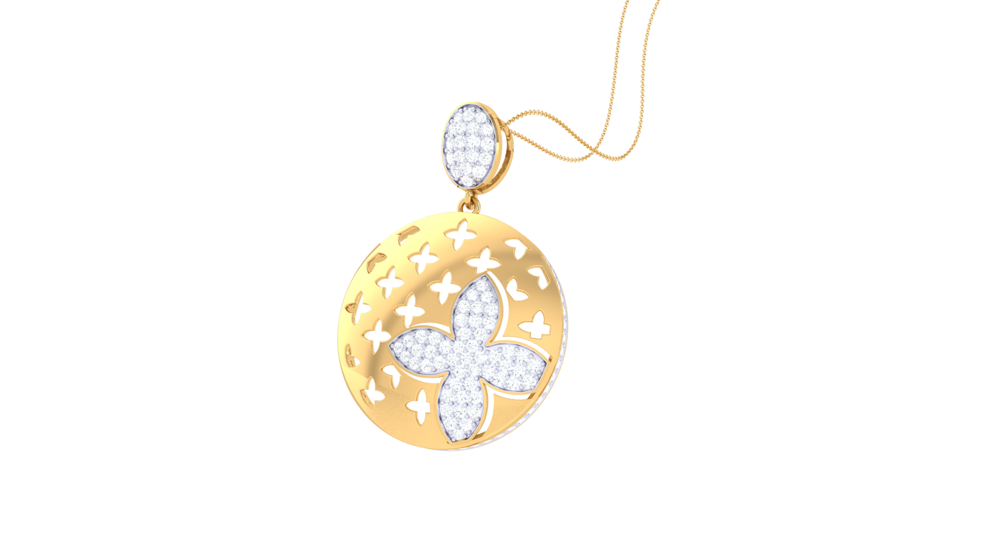 Radiant Bloom Pendant In Gold – 0.90 Ct Brilliant Cut Diamonds