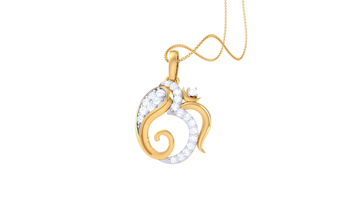 Floral Swirl Pendant In Gold - 0.14 Ct Diamond Embellishments