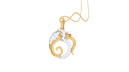 Floral Swirl Pendant In Gold - 0.14 Ct Diamond Embellishments