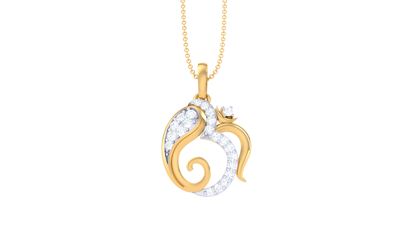 Floral Swirl Pendant In Gold - 0.14 Ct Diamond Embellishments