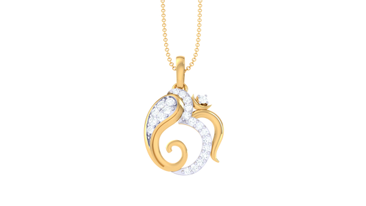 Floral Swirl Pendant In Gold - 0.14 Ct Diamond Embellishments