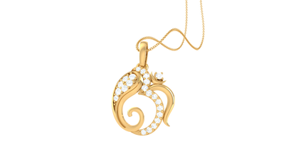 Floral Swirl Pendant In Gold - 0.14 Ct Diamond Embellishments