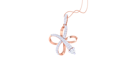 Elegant Flower Drop Pendant With Diamond In Gold -  0.52  Ct