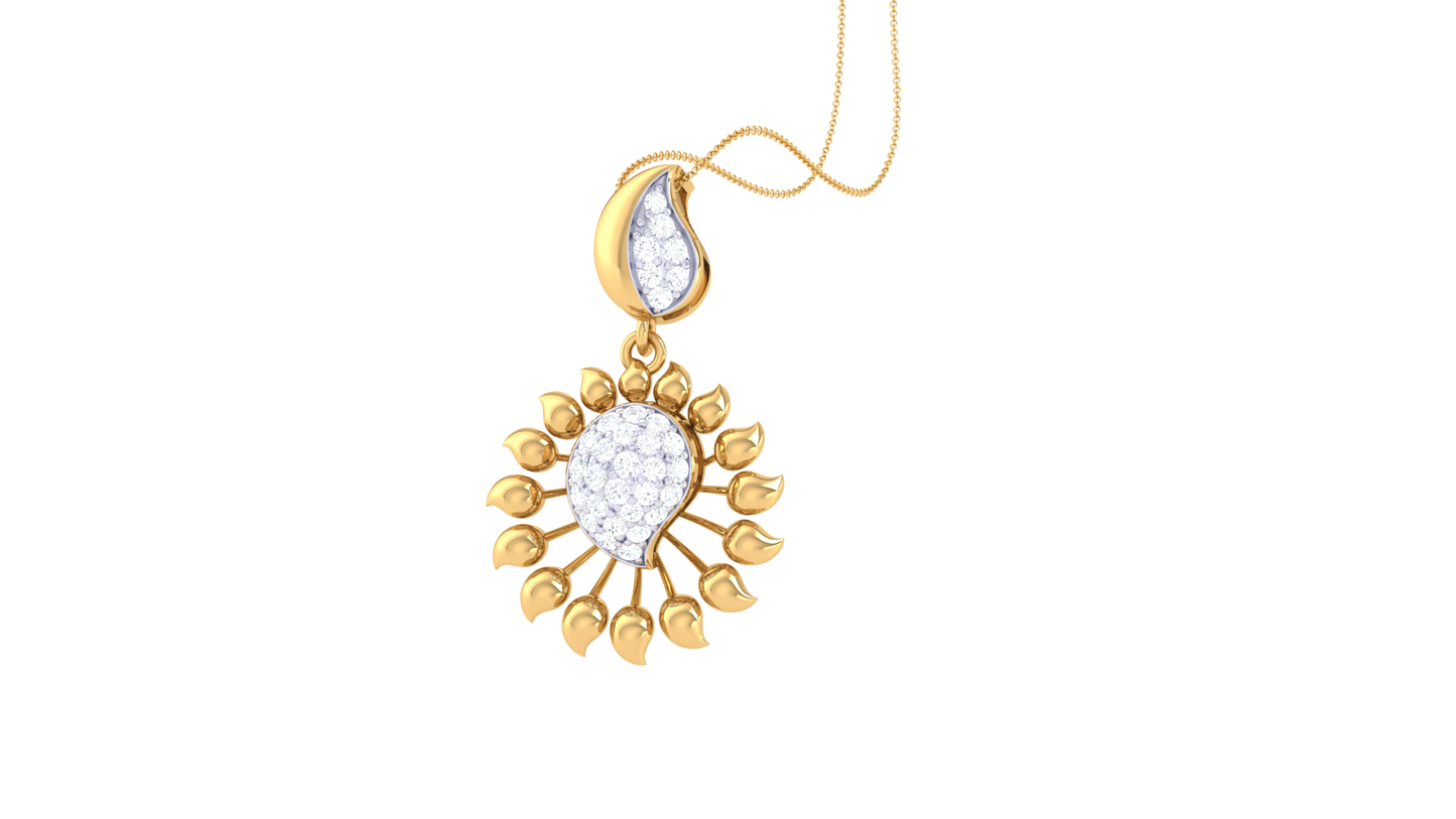 Radiant Bloom Teardrop Pendant In Gold - 0.28 Ct Diamonds