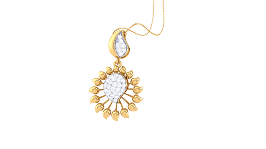 Radiant Bloom Teardrop Pendant In Gold - 0.28 Ct Diamonds