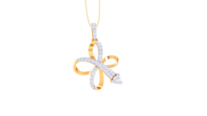 Elegant Flower Drop Pendant With Diamond In Gold -  0.52  Ct