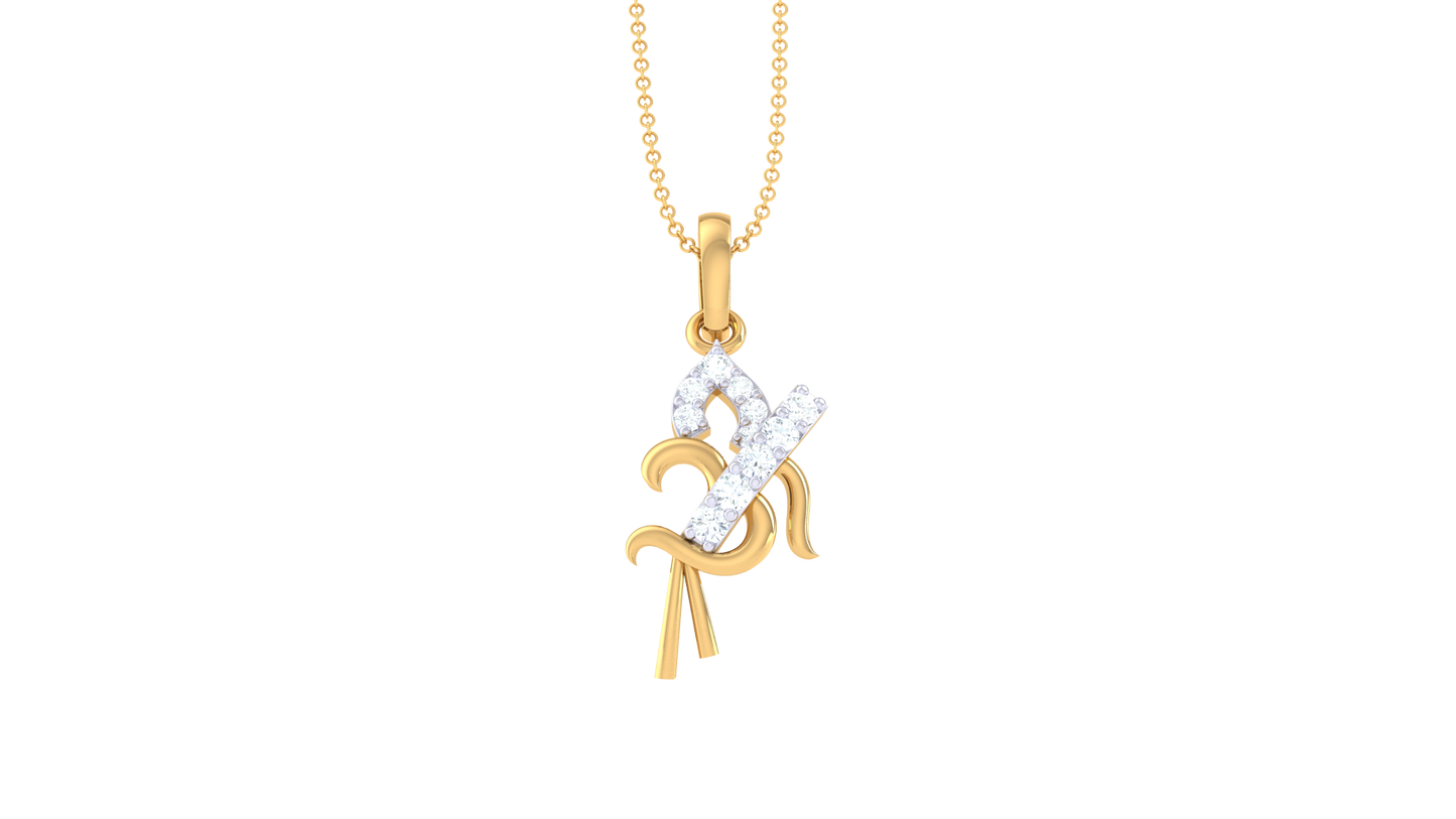 Om Harmony Diamond Pendant In Gold – 0.10 Ct Brilliant Cut
