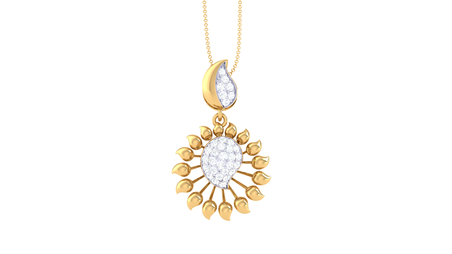 Radiant Bloom Teardrop Pendant In Gold - 0.28 Ct Diamonds
