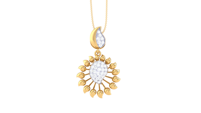 Radiant Bloom Teardrop Pendant In Gold - 0.28 Ct Diamonds