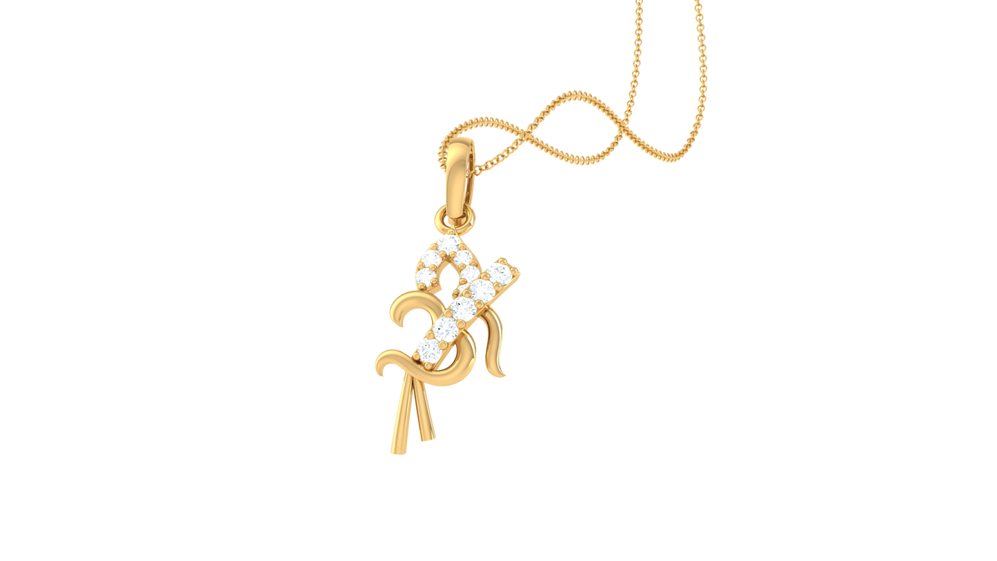Om Harmony Diamond Pendant In Gold – 0.10 Ct Brilliant Cut