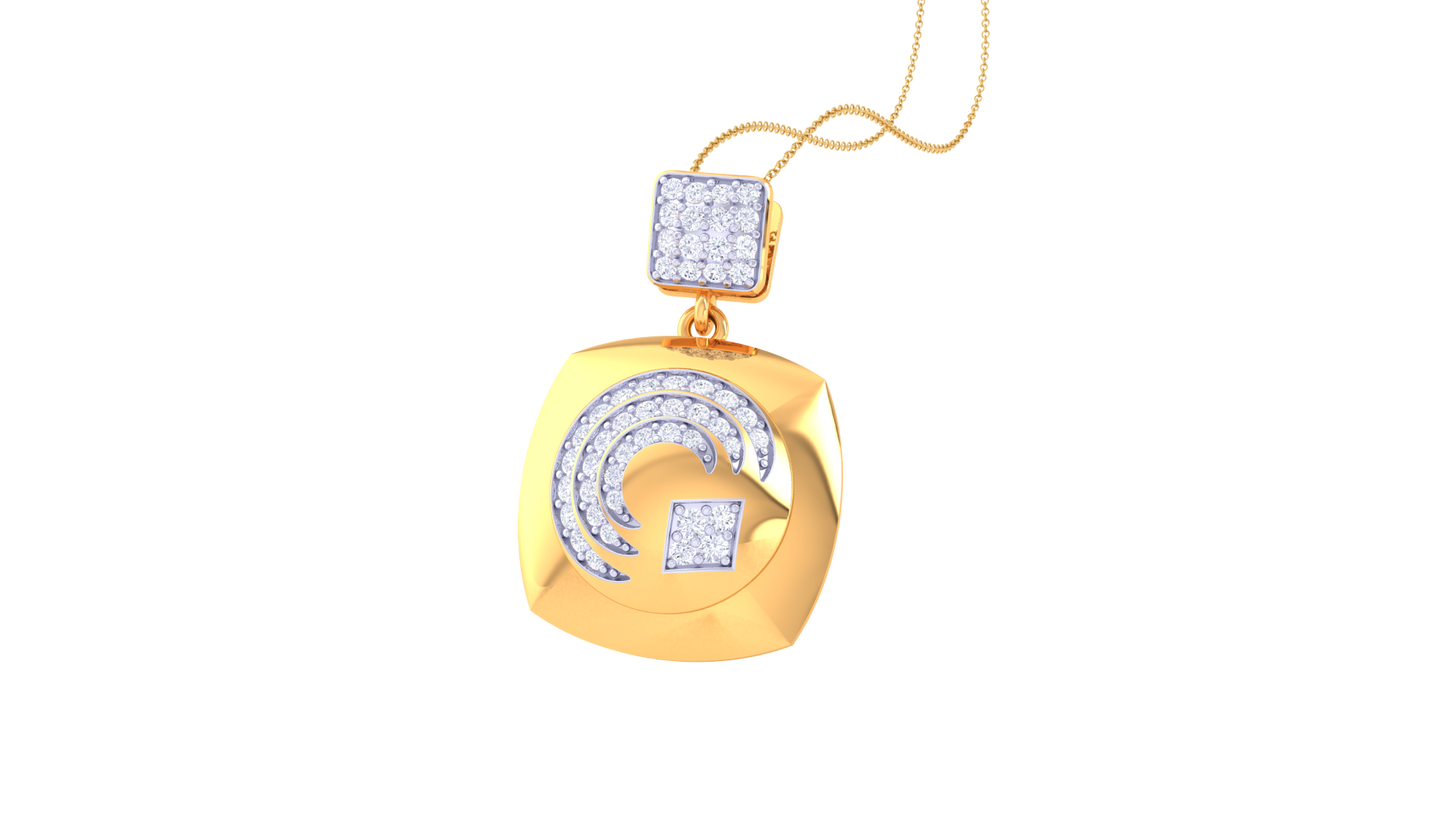 0.45 Ct Brilliant Cut Diamonds-Embellished Gold Pendant - Abstract Motif and Timeless Luxury