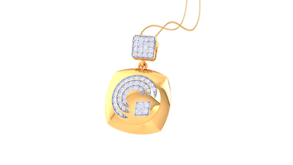 0.45 Ct Brilliant Cut Diamonds-Embellished Gold Pendant - Abstract Motif and Timeless Luxury