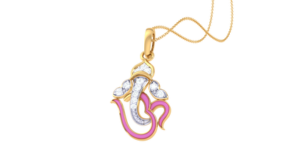 Siddhi Vinayak Om Pendant In Gold - 0.07 Ct Diamonds