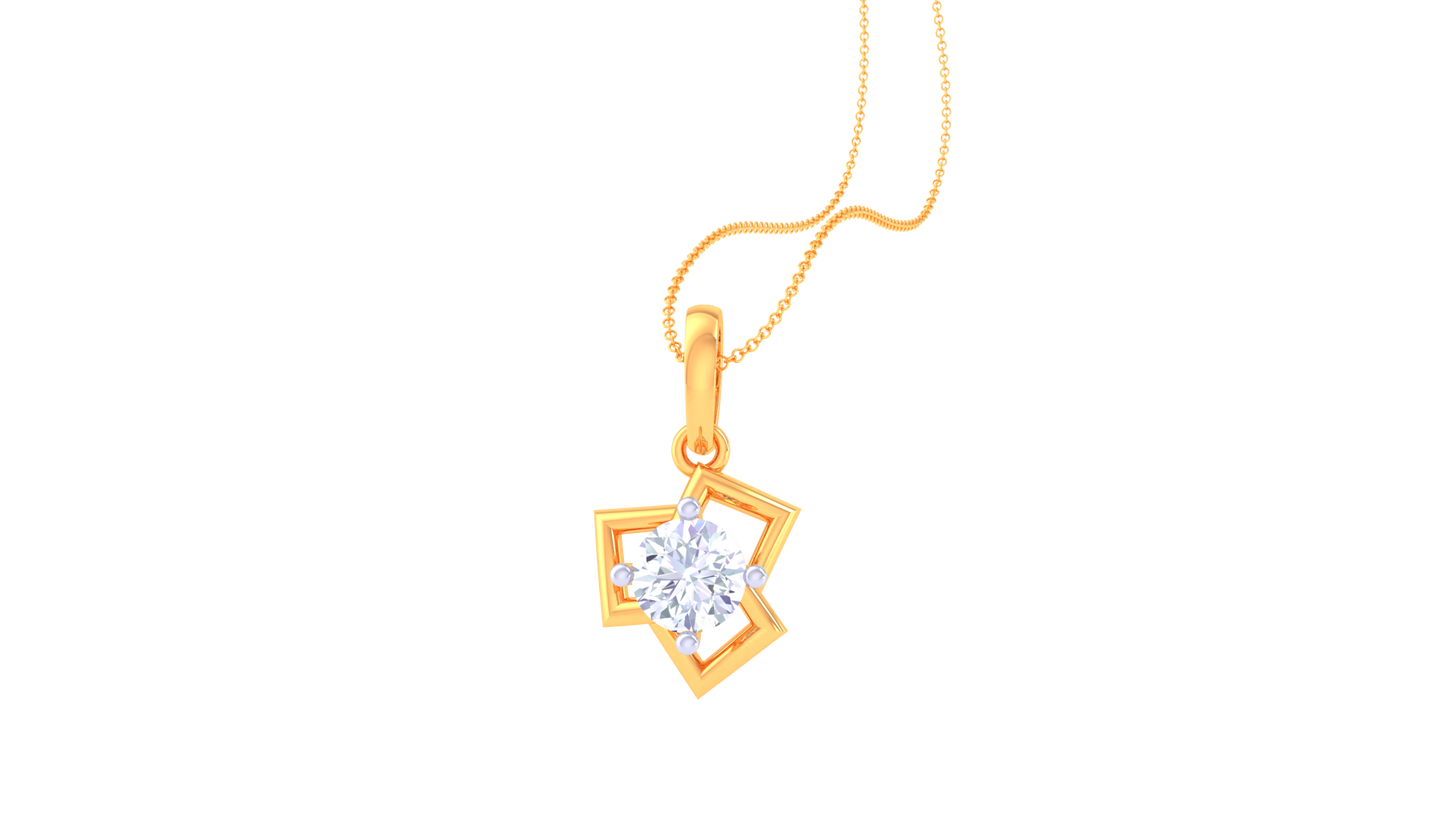 Sunbrust Solitaire Pendent In Radiant Gold - 0.59 Ct Round Cut Diamond