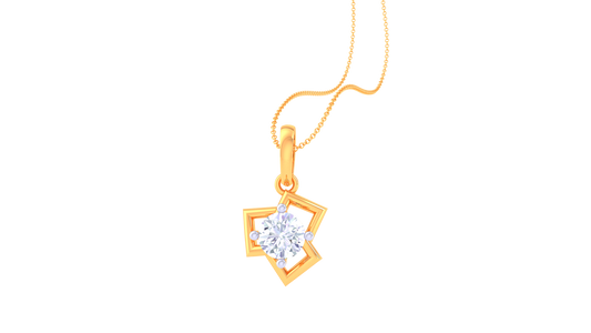 Sunbrust Solitaire Pendent In Radiant Gold - 0.59 Ct Round Cut Diamond