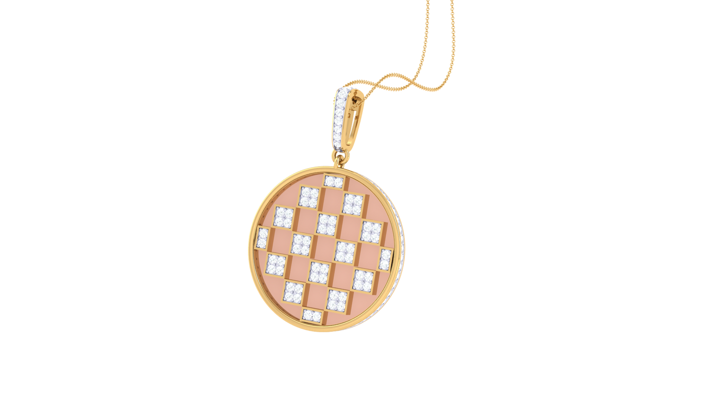 Checkerboard Pendant In Gold – 0.78 Ct Dazzling Diamonds