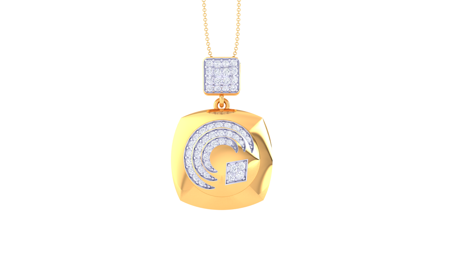 0.45 Ct Brilliant Cut Diamonds-Embellished Gold Pendant - Abstract Motif and Timeless Luxury
