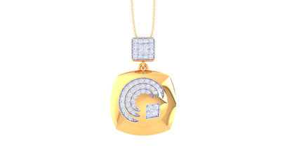 0.45 Ct Brilliant Cut Diamonds-Embellished Gold Pendant - Abstract Motif and Timeless Luxury