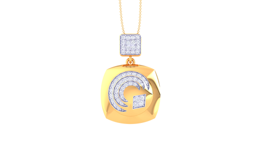 0.45 Ct Brilliant Cut Diamonds-Embellished Gold Pendant - Abstract Motif and Timeless Luxury