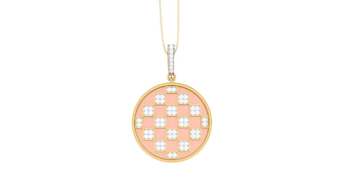 Checkerboard Pendant In Gold – 0.78 Ct Dazzling Diamonds