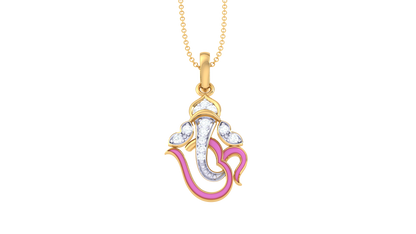Siddhi Vinayak Om Pendant In Gold - 0.07 Ct Diamonds