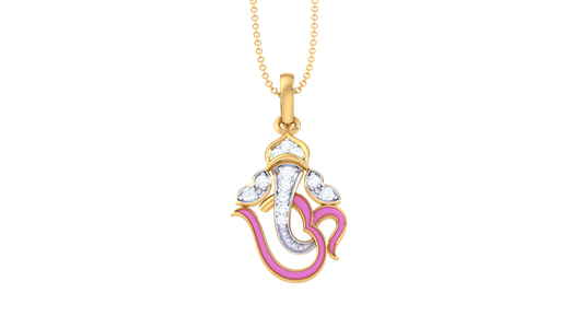 Siddhi Vinayak Om Pendant In Gold - 0.07 Ct Diamonds