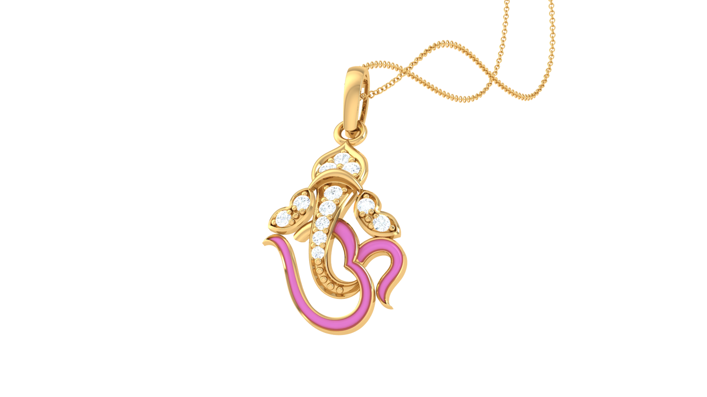 Siddhi Vinayak Om Pendant In Gold - 0.07 Ct Diamonds