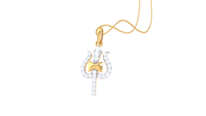 Divine Trident Diamond Pendant In Gold – 0.20 Ct Sparkle of Shiva’s Power