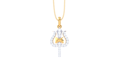 Divine Trident Diamond Pendant In Gold – 0.20 Ct Sparkle of Shiva’s Power