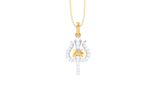 Divine Trident Diamond Pendant In Gold – 0.20 Ct Sparkle of Shiva’s Power
