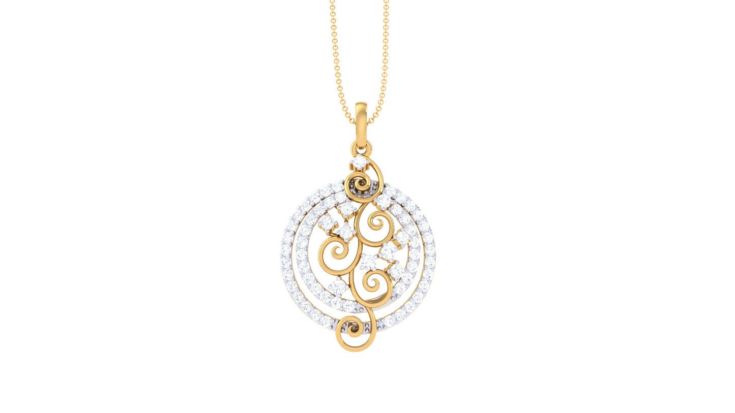 Ornate Spiral Halo Pendant - 0.51 Ct Diamonds In Yellow Gold