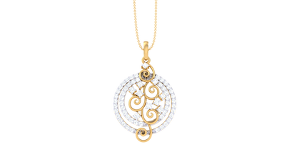 Ornate Spiral Halo Pendant - 0.51 Ct Diamonds In Yellow Gold