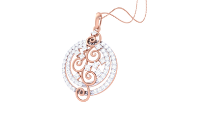 Ornate Spiral Halo Pendant - 0.51 Ct Diamonds In Yellow Gold