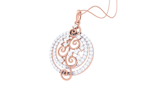 Ornate Spiral Halo Pendant - 0.51 Ct Diamonds In Yellow Gold