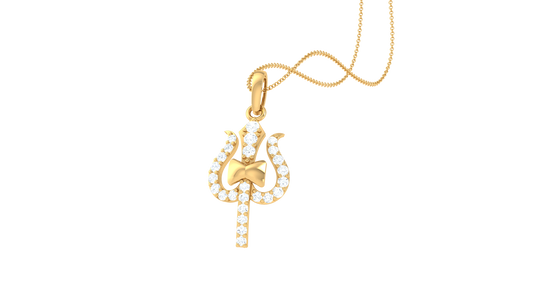 Divine Trident Diamond Pendant In Gold – 0.20 Ct Sparkle of Shiva’s Power