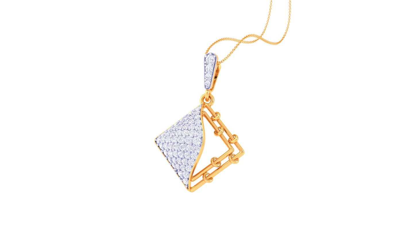 0.51 Ct - Geometric Harmony Diamond Pendant in Gold