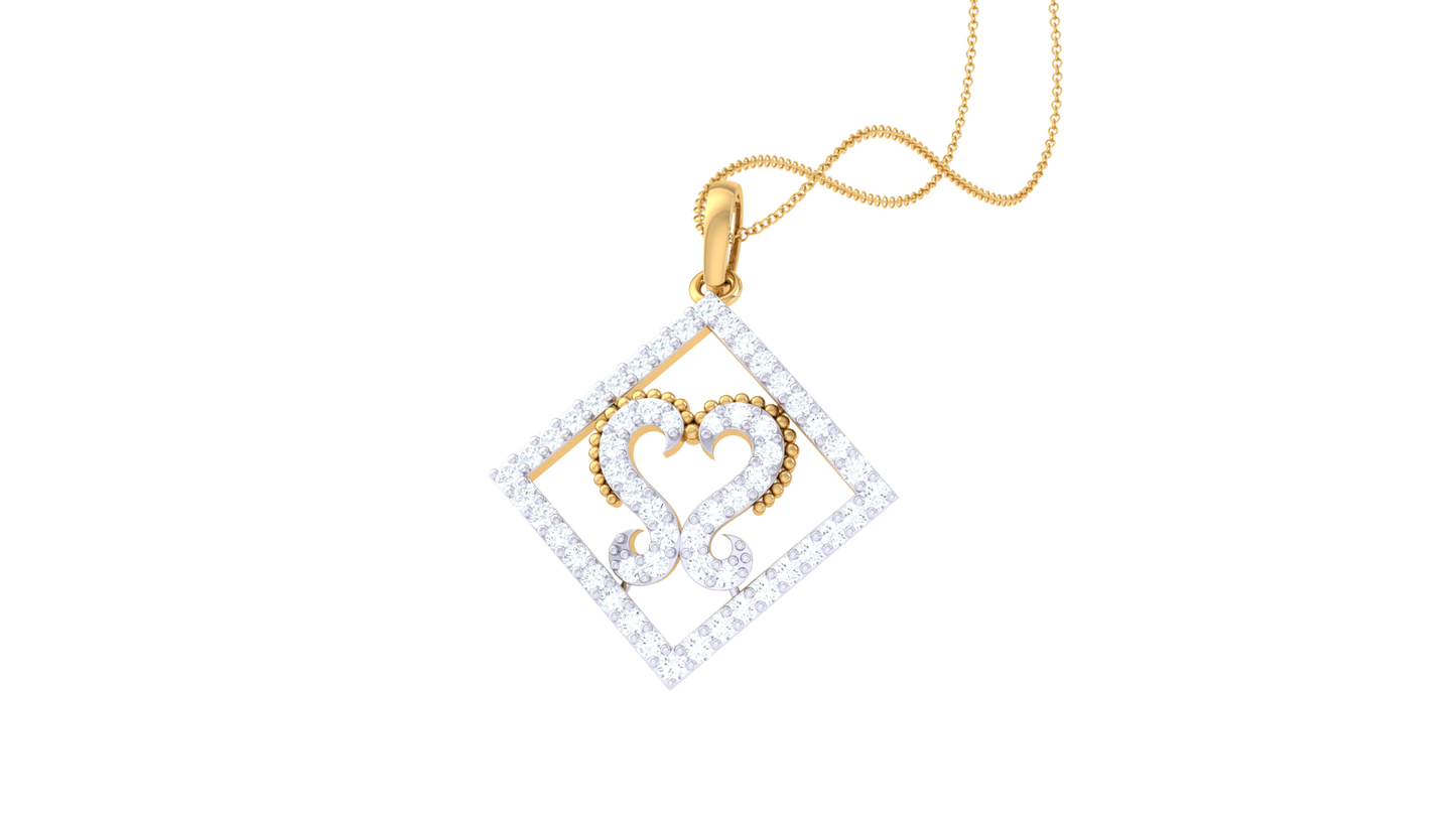 Footprint Within Frame Pendant In Gold - 0.37 Ct Diamond-Studded